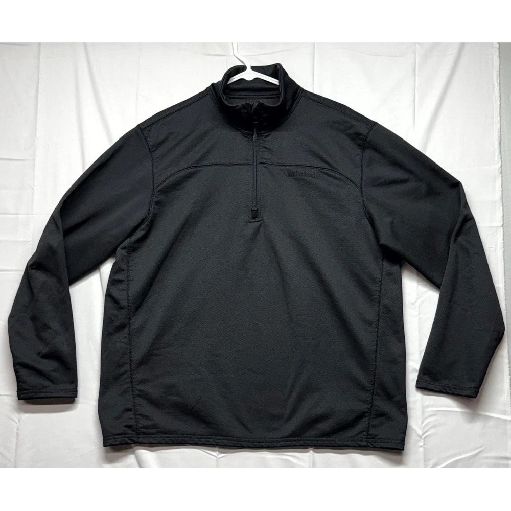 Timberland Jacket Mens Large Black High Neck Embroidered Logo Activewear 1/4 Zip